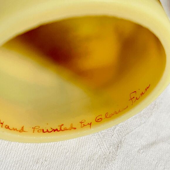 Vintage Fenton Burmese Glass Fairy Lamp Hand Painted Tall Trees - Picture 7 of 8